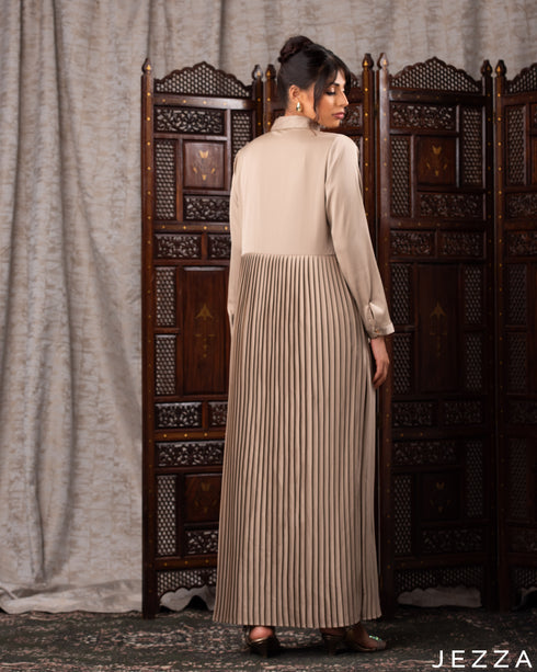 Elegant Pleated Satin A-Line Dress 60581